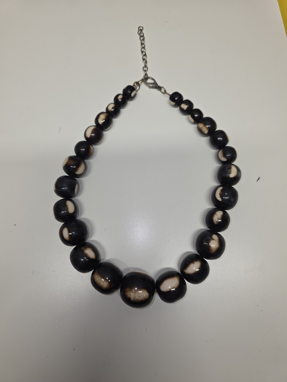 Handcrafted Dark Btown and Cream Beaded Necklace - Women Jewelry 18"